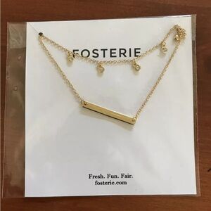 NIP Fosterie Gold Tone Rhinestone Dangle Necklace Causebox